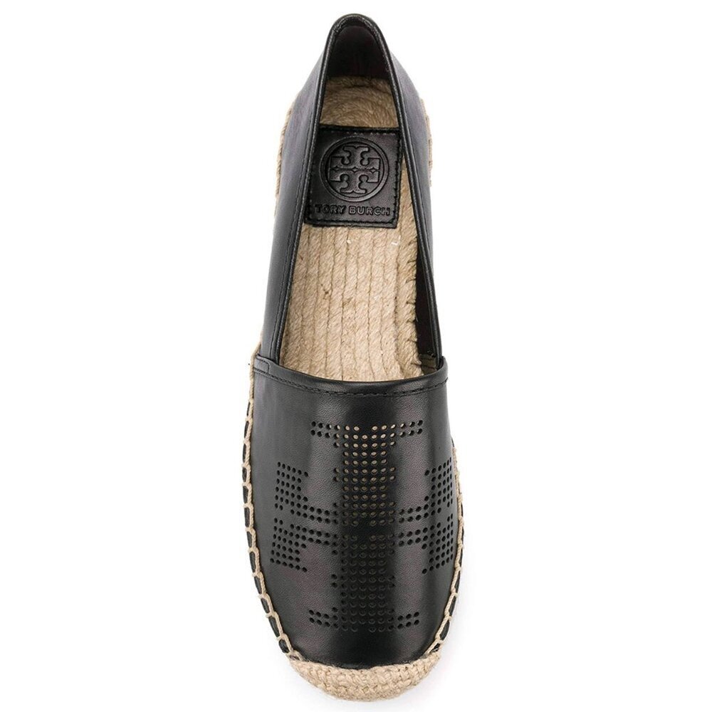 Tory Burch Leather Espadrilles Flats Logo Loafers Luxury Designer Slip-ons 9.5